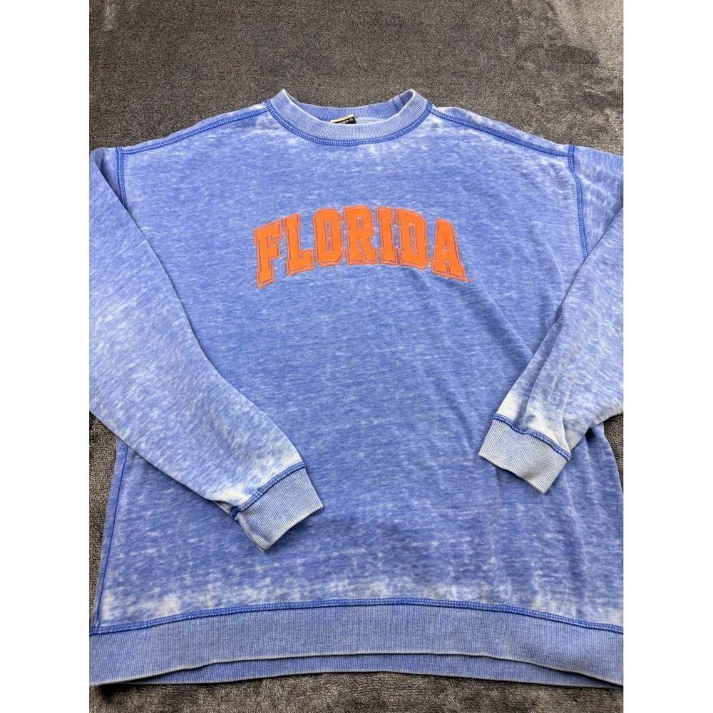 Chicka-d Florida Gators Acid Wash Sweatshirt Blue Orange Crew Neck Large